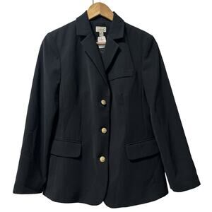 LL Bean Womens Microfiber Suit Jacket Blazer Size 12P Black Career Office NWT
